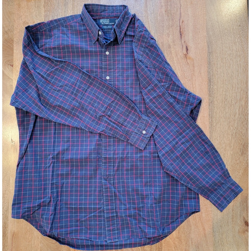 Polo Ralph Lauren Lowell Sport Blue Plaid-- Large Men's Casual Button Shirt